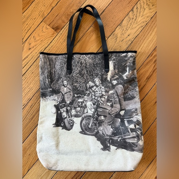 Barbour Handbags - Barbour Racing Riding Biker Motorcycle Shoulder Handbag/Tote Black/White Canvas
